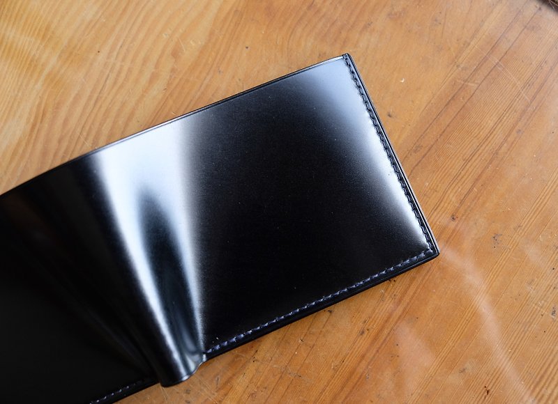 SW01SP Japan's Xinxi Cordovan Leather / Italian Vegetable Tanned Leather / Eight Cards - กระเป๋าสตางค์ - หนังแท้ สีดำ