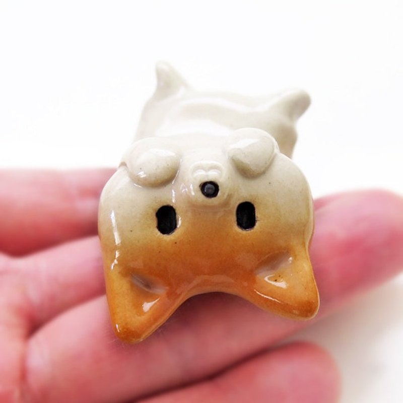 Ceramics figurine "A pen rest of Shiba Inu type NEW 2" 　柴　工房しろ - 擺飾/家飾品 - 陶 