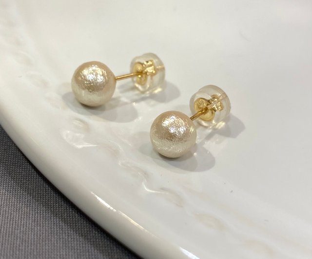 K18 GOLD】18金 6mm 泉州 コットンパール ピアス 18KP5 - ショップ