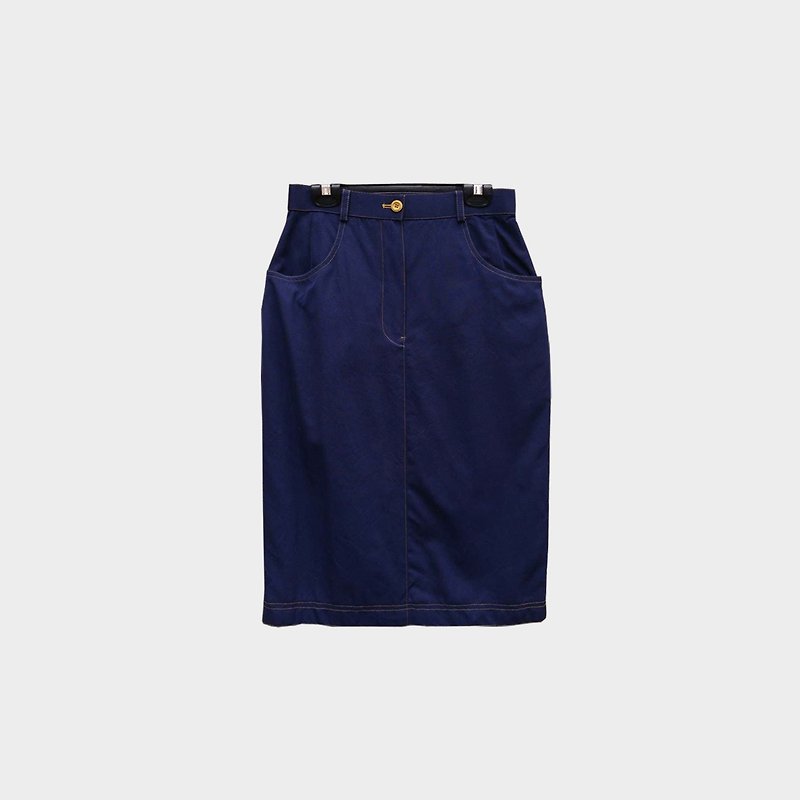 古著藍色膝下裙 048 - 裙子/長裙 - 聚酯纖維 藍色