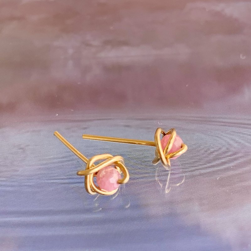 Connect-14K gold/tourmaline mini earrings - Earrings & Clip-ons - Other Metals Gold