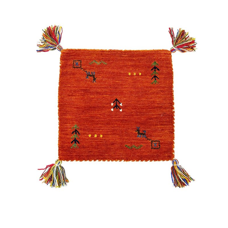 tribal symbol mats_orange 彩色復古系列印度手工小毯 - 地墊/地毯 - 羊毛 
