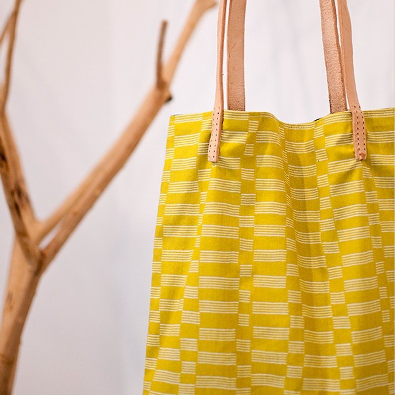 Wind leather shoulder bag - กระเป๋าแมสเซนเจอร์ - ผ้าฝ้าย/ผ้าลินิน สีเหลือง