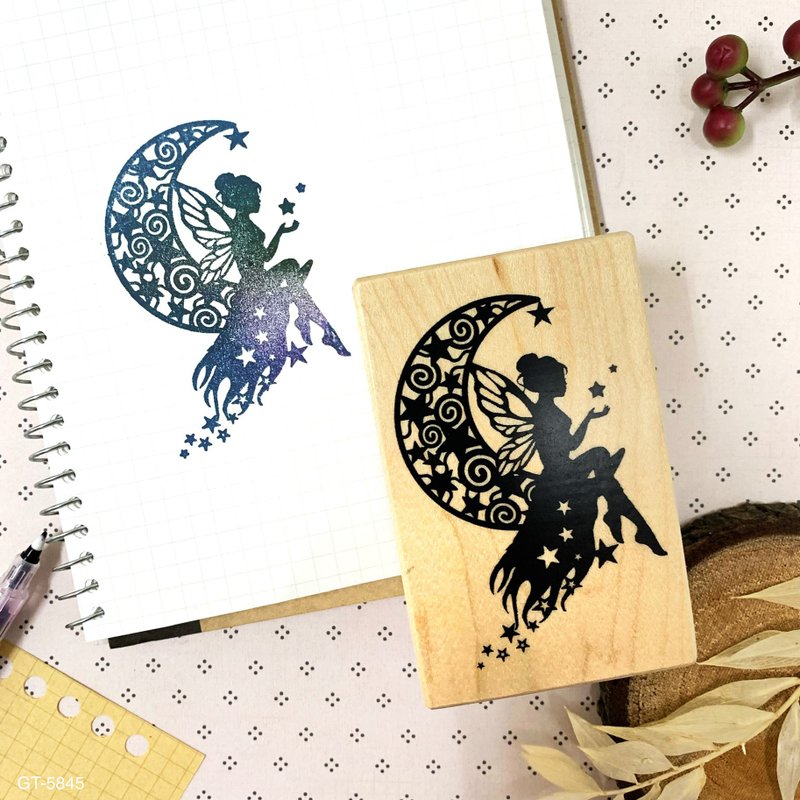 Maple Wood Stamp- Moon Fairy GT-5845 - Stamps & Stamp Pads - Wood 