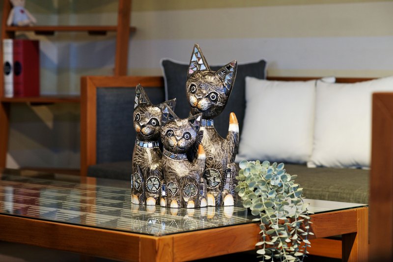 Cat Woodwork (black color) - 3 sizes - Items for Display - Wood Black