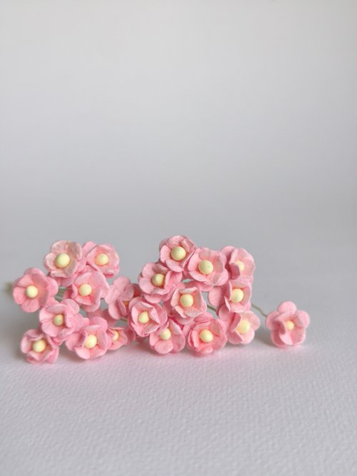 makemefrompaper paper flower, supplies, 100 pcs. Canadian anemone size 0.8 cm., pink peach color
