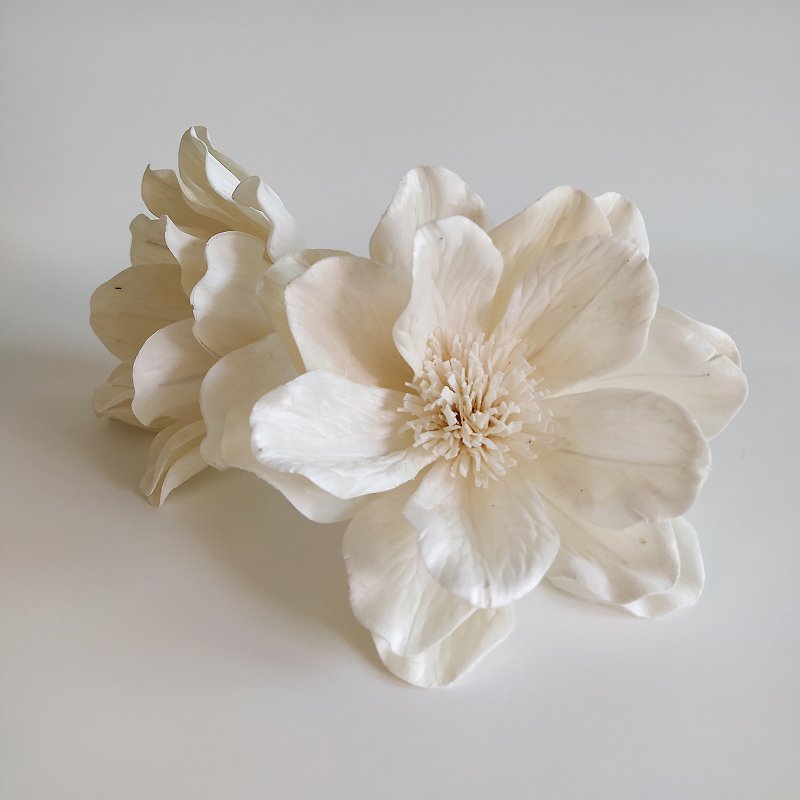 Sola Wood Magnolias : white & pink stamen and 2 sizes 8 cm and 16 cm. - 花藝/盆栽/植栽 - 木頭 白色