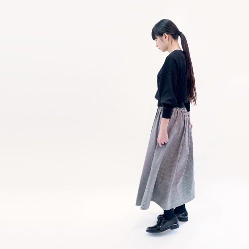 Okayama Denim Adult Monotone Stripe Black Off White Long Skirt Hickory  Black White Jeans LILIE