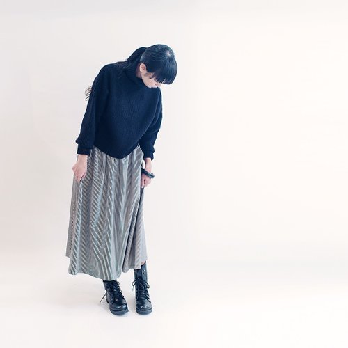 Okayama Denim Adult Monotone Stripe Black Off White Long Skirt Hickory  Black White Jeans LILIE