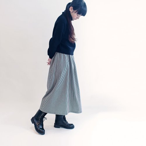 Okayama Denim Adult Monotone Stripe Black Off White Long Skirt Hickory  Black White Jeans LILIE