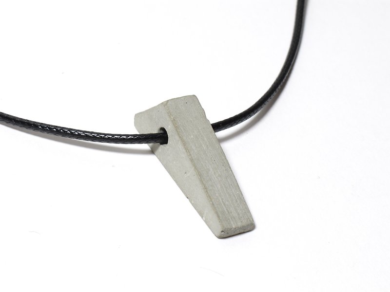 Black nylon necklace with hand sanded & polished concrete pendant (Triangle) - Necklaces - Cement Gray