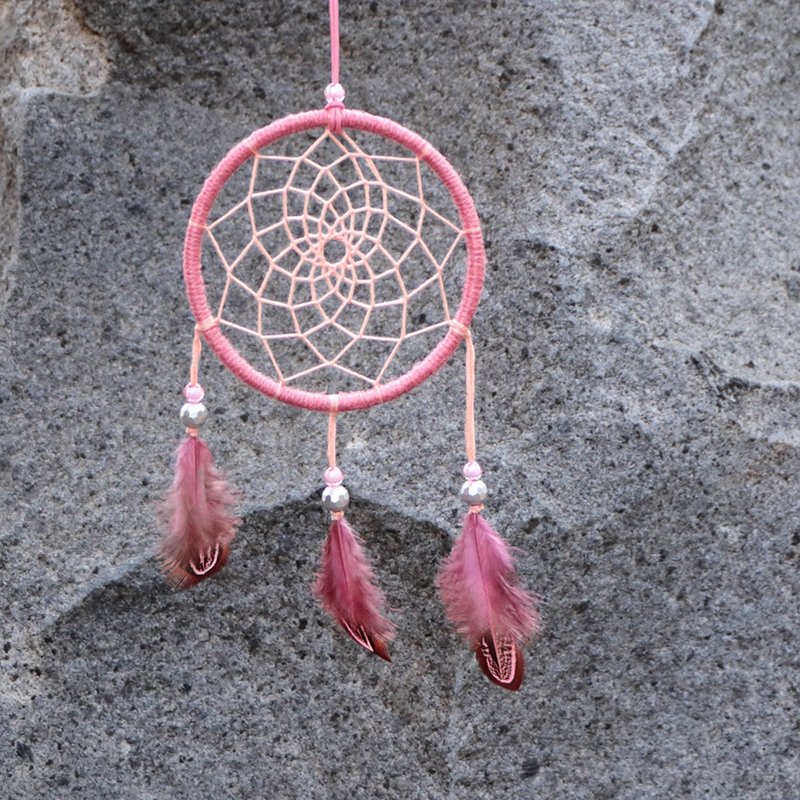 Legend of the Sea丨Handmade Gift Dreamcatcher- Gemstone Powder - Charms - Cotton & Hemp Pink