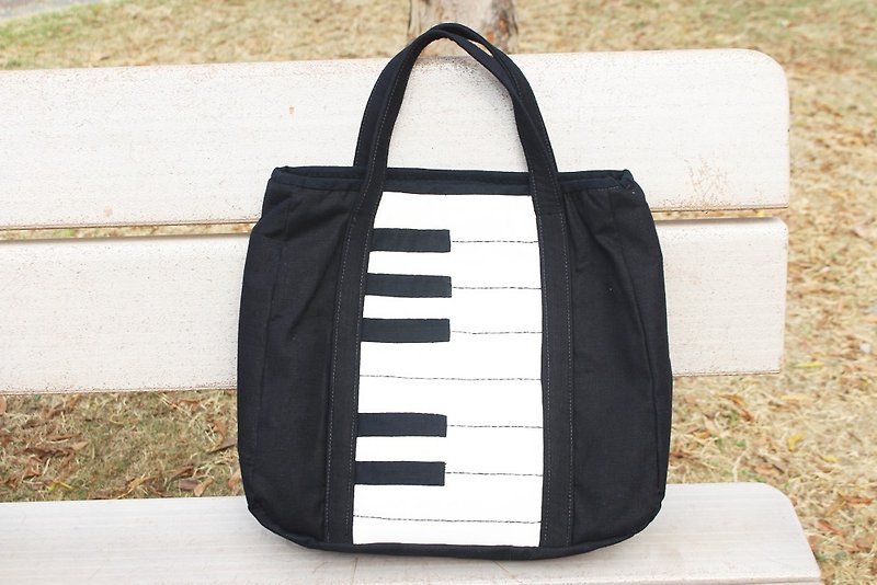 Black and white piano keys splicing handbag / briefcase / Tote - Handbags & Totes - Cotton & Hemp 