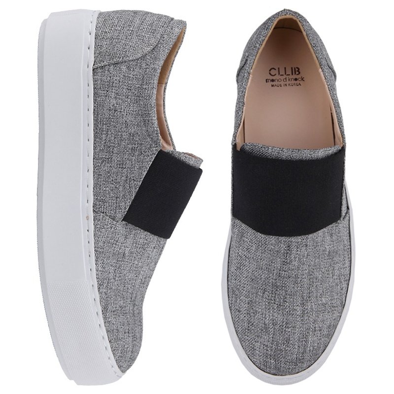 SPUR Zenn_Black band Slip on JS4327 GREY - Women's Casual Shoes - Other Materials Gray