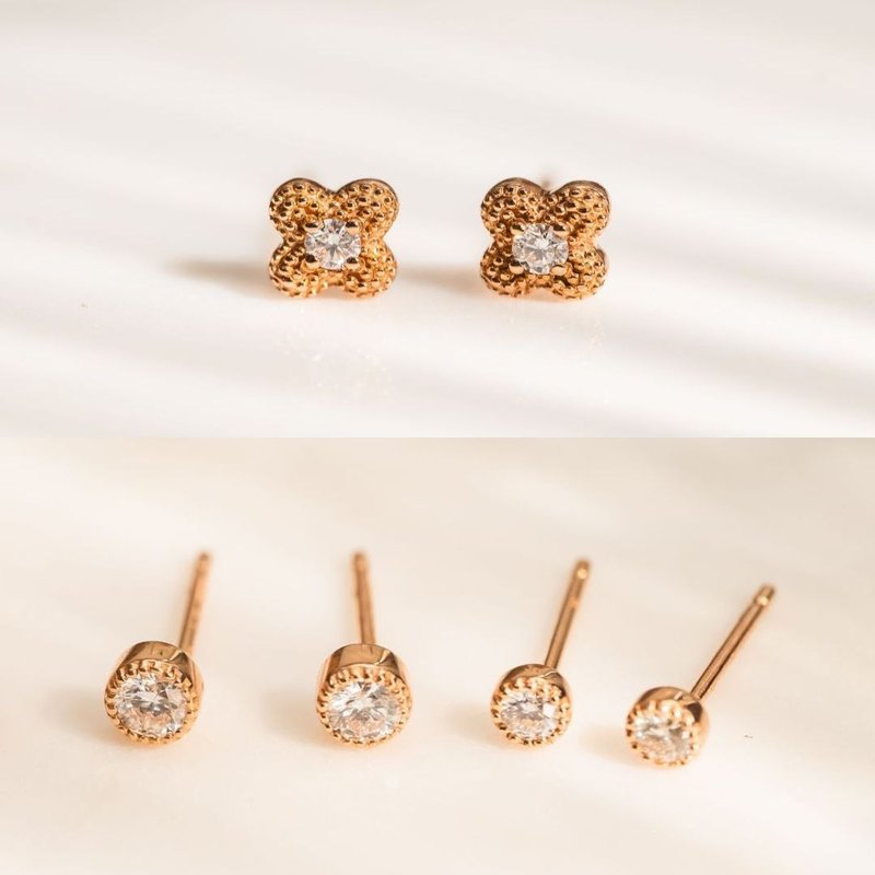 Special deal on real diamond earrings [Flower earrings + Freya earrings] - Earrings & Clip-ons - Diamond Gold