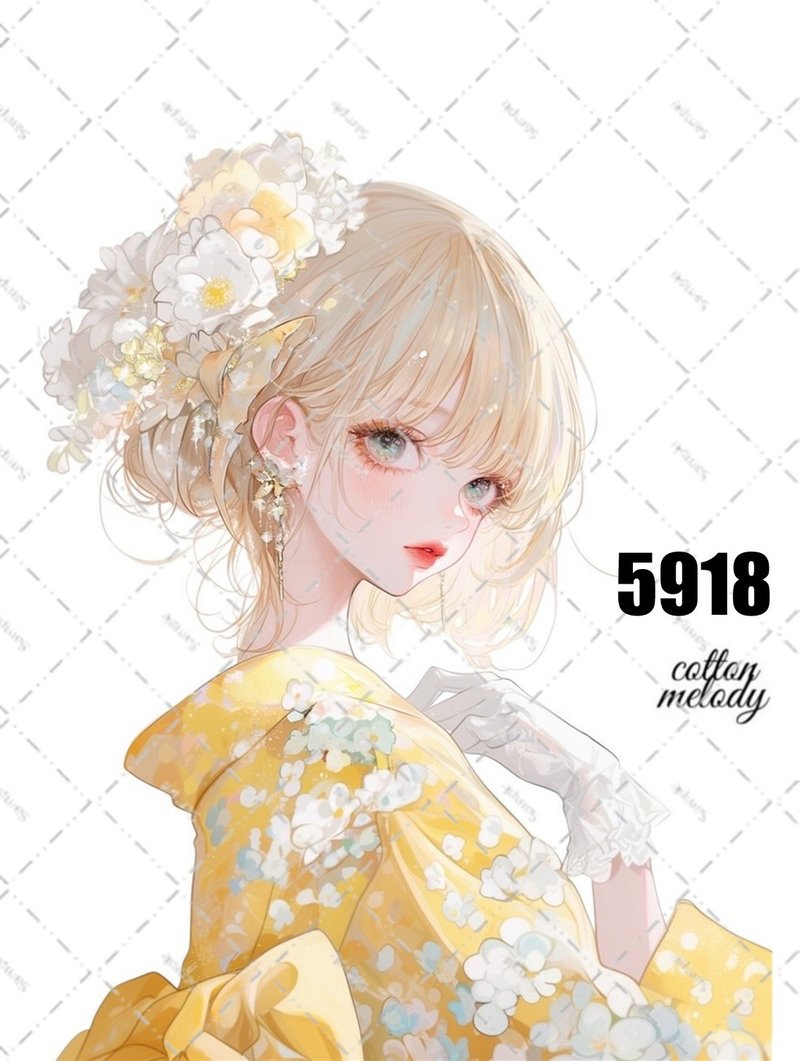 original sticker no.5918 人物ステッカー オリジナルステッカー 人物ステッカー 女の子ステッカー オリジナル人物ステッカー - 貼紙 - 紙 