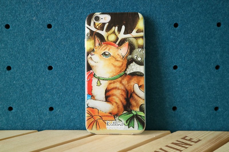 自家設計 - 小鹿花貓手機殼 保護套Phone Case G - 手機殼/手機套 - 塑膠 咖啡色