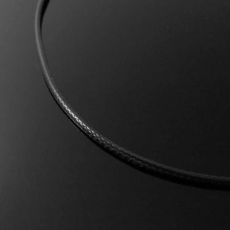 ブラックステンレススチールインナーターンバックル蝋レザーロープ（シングルチェーン）/ 2mm3mm厚 - ネックレス - 金属 ブラック