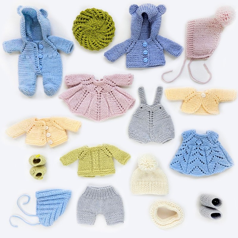 DIY Knitted clothes for a 7 inch (18 cm) Waldorf doll. PDF patterns and tutorial - 手工藝教學/工具書 - 其他材質 