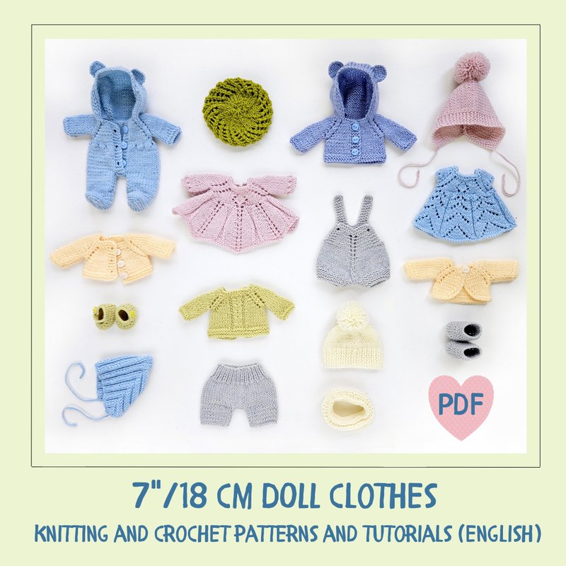 DIY Knitted clothes for a 7 inch (18 cm) Waldorf doll. PDF patterns and tutorial - 手工藝教學/工具書 - 其他材質 