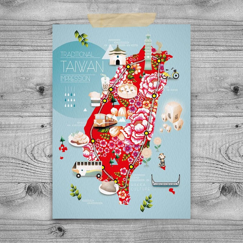 台灣意象 明信片 – 客家風 - 卡片/明信片 - 紙 白色