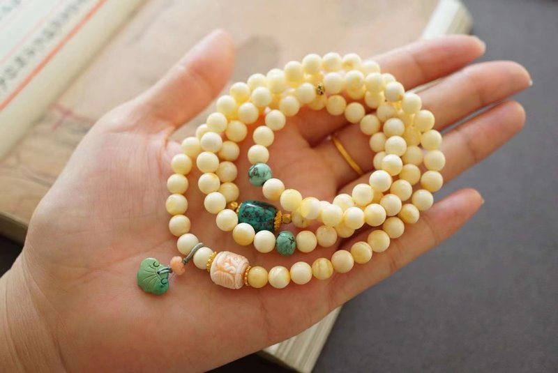 精品 白花蜜蠟。生命靈數2 - 手鍊/手環 - 寶石 