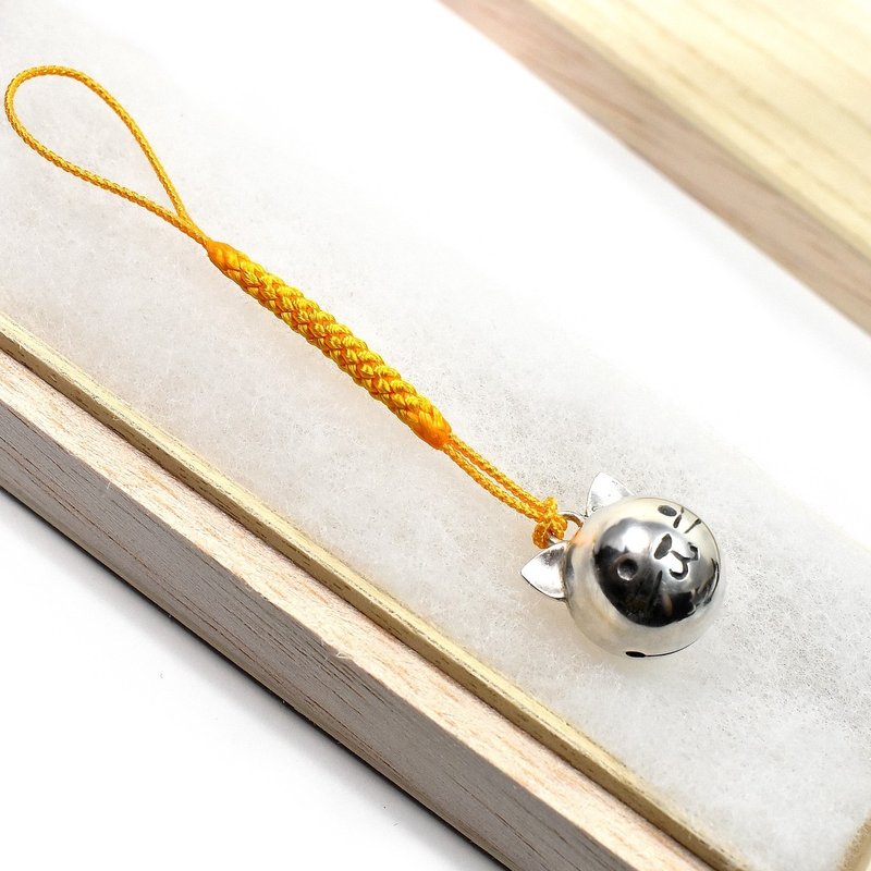 Cat bell  protection bell netsuke - เชือก/สายคล้อง - โลหะ สีเงิน