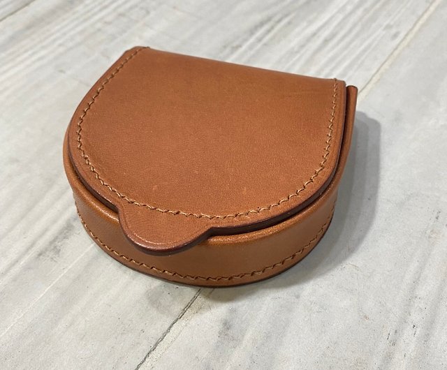Leather Coin Purse| Small Leather Change Purse in Orange