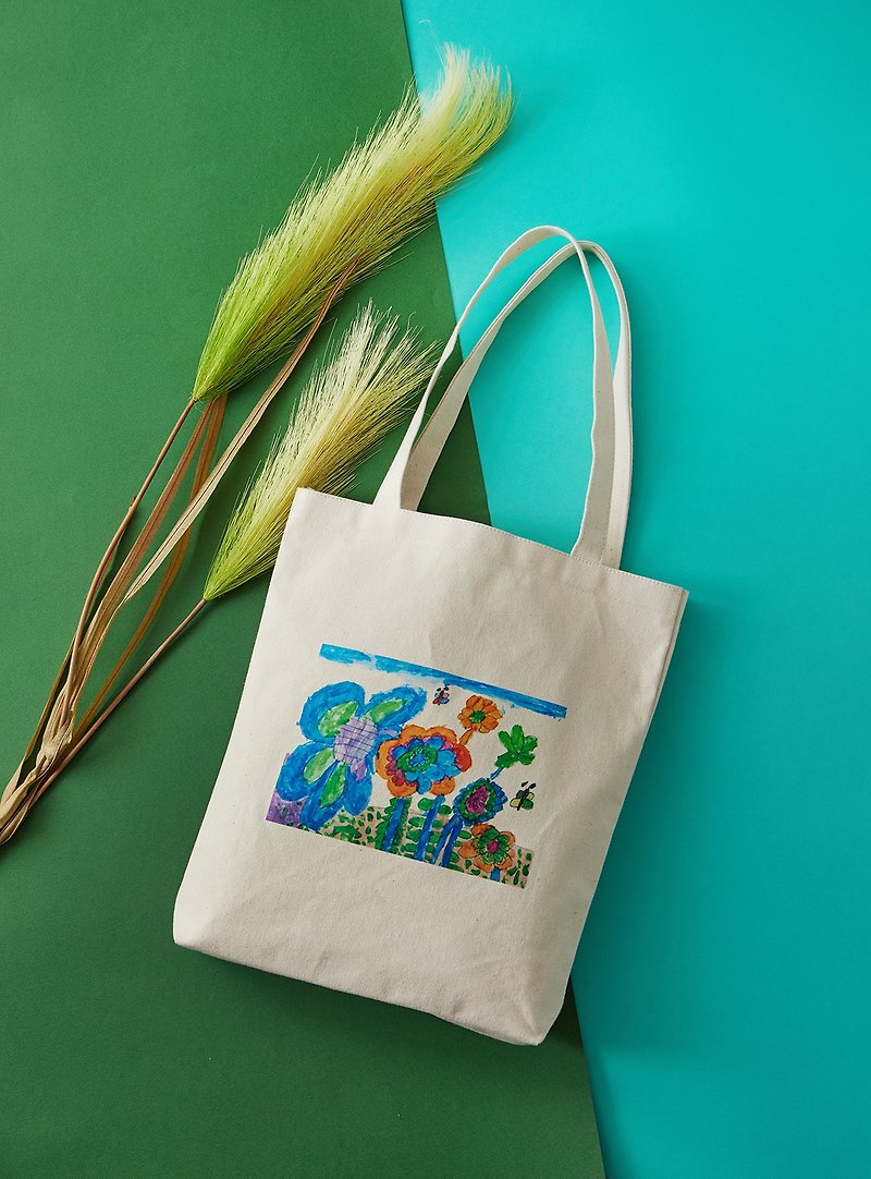 Windblown Flower Swing Canvas Tote Bag - Handbags & Totes - Eco-Friendly Materials 