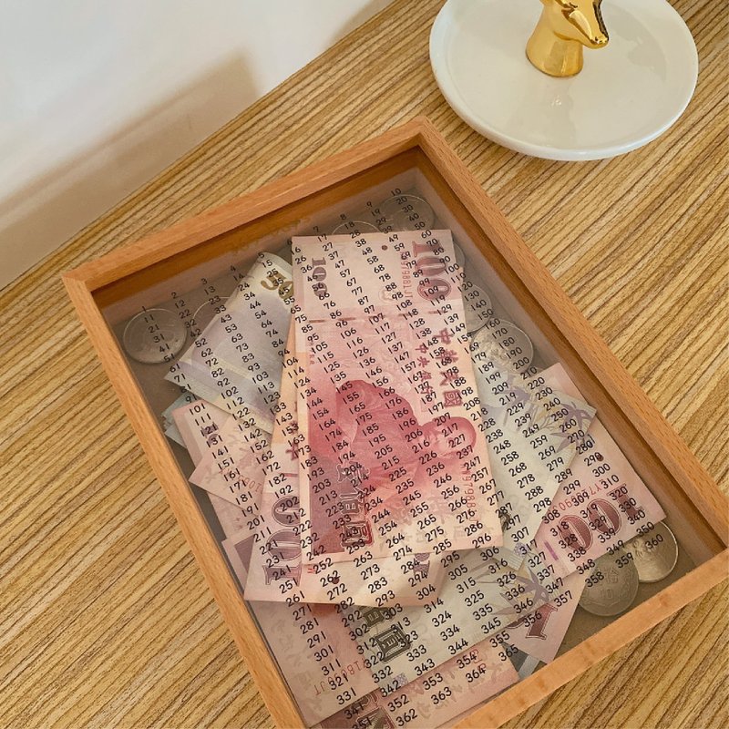 【Amy Weier】Money keeps coming in 365-day log money saving plan box - Coin Banks - Wood 