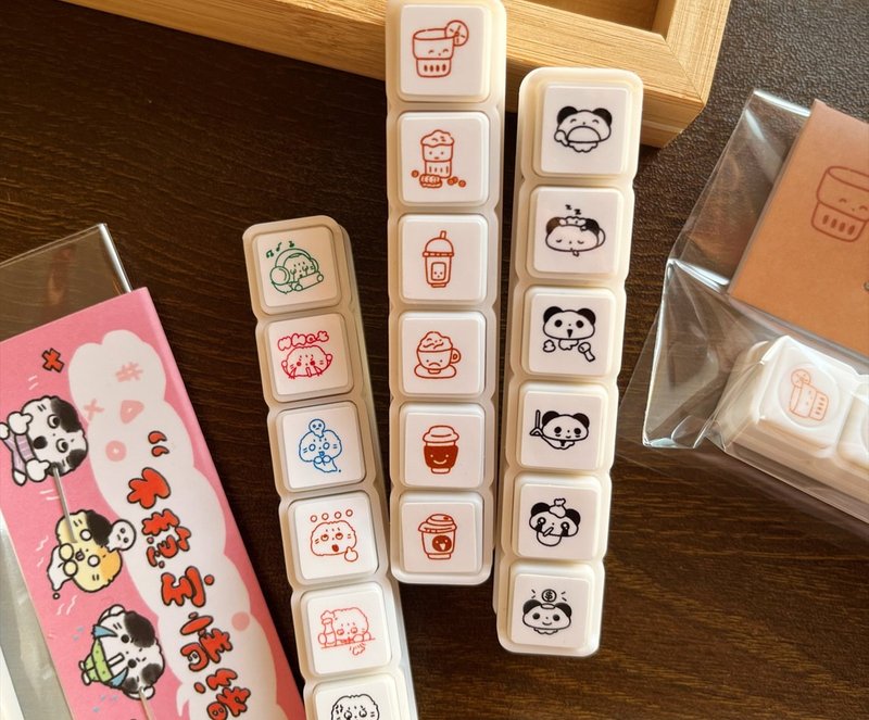 [Six-piece stamp] Mini photosensitive stamp for daily diary punch card - Stamps & Stamp Pads - Other Materials Multicolor