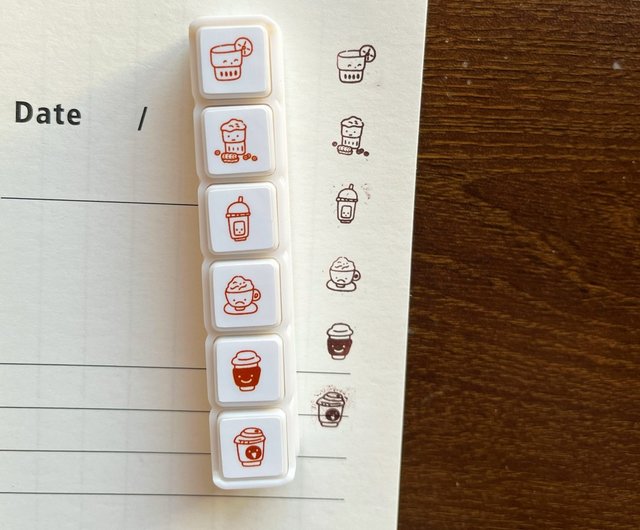 6連スタンプ】毎日使える手帳デコレーション、ミニ感光性スタンプ