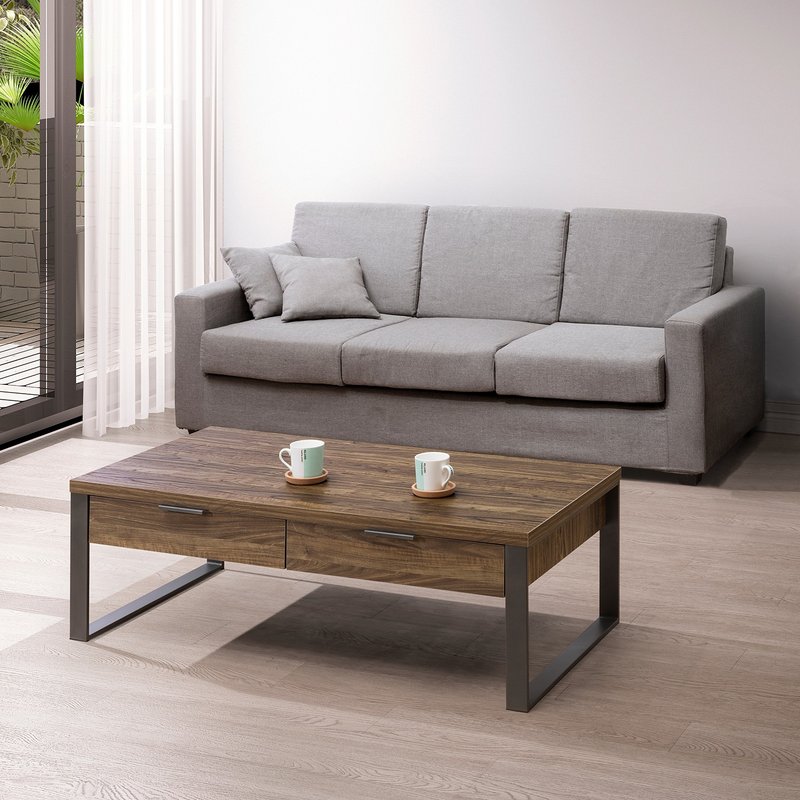 Classic two-drawing large coffee table walnut color (Yabode) home decoration - โต๊ะอาหาร - ไม้ สีนำ้ตาล