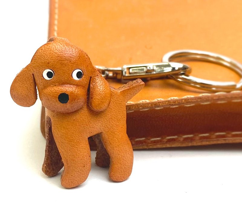 ラブラドゥードル　犬　本革キーホルダー　リードチャーム 　手作り　日本製　VANCA - 鑰匙圈/鑰匙包 - 真皮 咖啡色