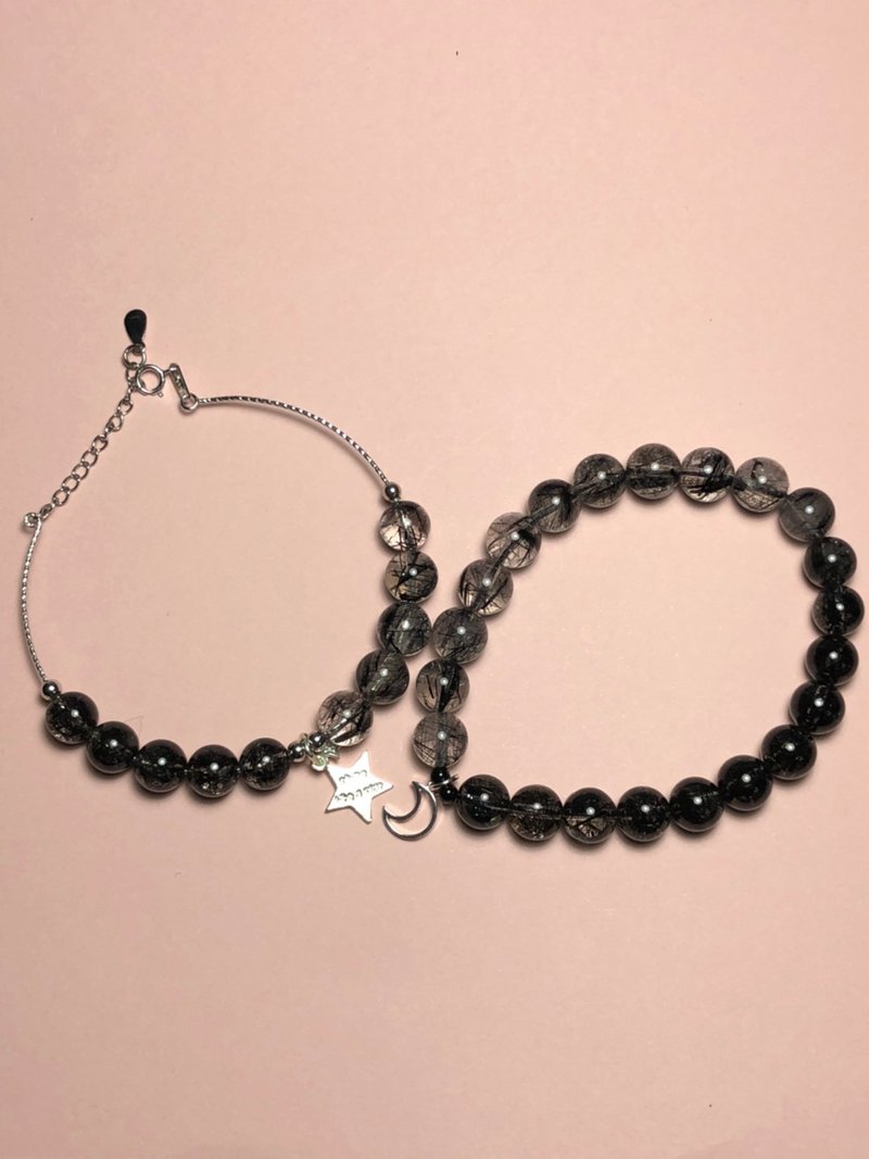 Fast shipping couple bracelet ~ natural black crystal 925 Silver bracelet~ - สร้อยข้อมือ - คริสตัล สีดำ