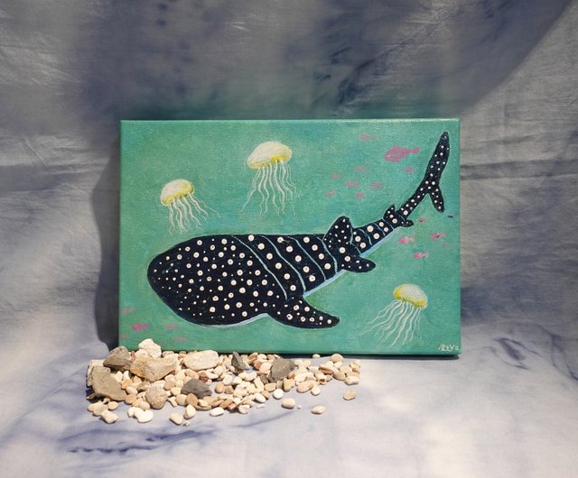 ジンベエザメ フレームレスペインティング/アクリル絵の具で手描き