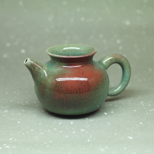 長樂窯 青瓷紅斑 圓身 正把茶海、公道杯、勻杯 手作陶藝 茶道具