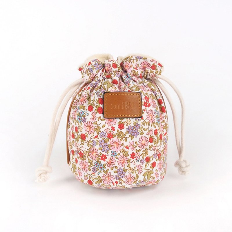 mi81 Cotton Printed camera Pouch (S) Red Flower - Camera Bags & Camera Cases - Cotton & Hemp Pink