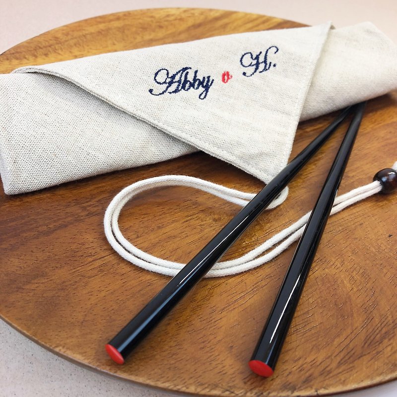 DIY Grinding Experience Cutlery Set Gift Box (Red Blue / Lifetime One Chopsticks) - ช้อนส้อม - ไม้ สีแดง