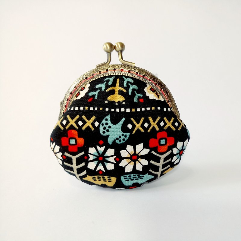 鹿クラッチ財布の口の金のパッケージで1987 Handmades [クリスマス] - クラッチバッグ - コットン・麻 ブラック