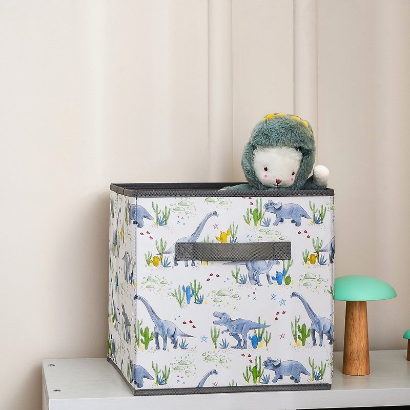 印花簡約兒童收納盒玩具收納箱可折疊適用宜家櫃子4個/6個套裝 - 居家收納/收納盒/收納用品 - 其他材質 灰色