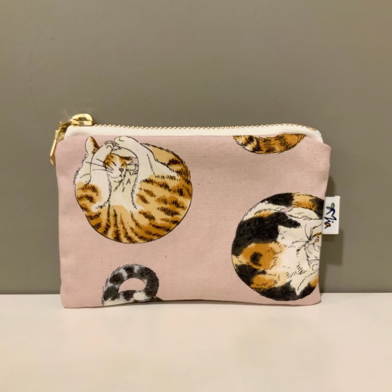 Yoga Cat—pure cotton wallet/coin purse/cosmetic bag/storage bag/headphone storage - Wallets - Cotton & Hemp 