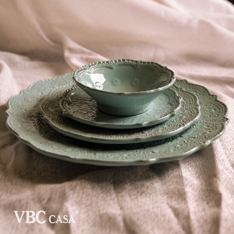 [Italian VBC casa] Lace single meal set (three colors available) - Plates & Trays - Pottery Multicolor