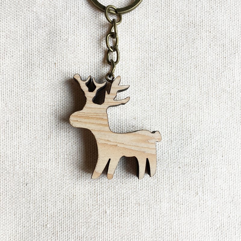 小麋鹿 鑰匙圈 B - 鑰匙圈/鑰匙包 - 木頭 白色