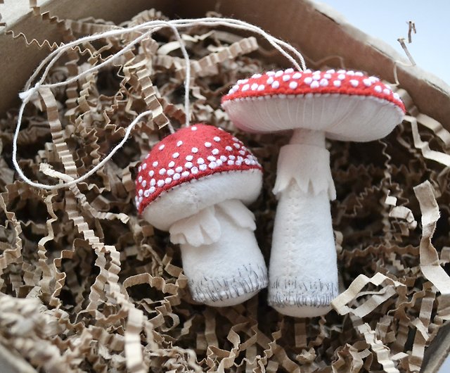 Red Felt Mushrooms, Ornament Mushrooms Set, Red Mushrooms ...