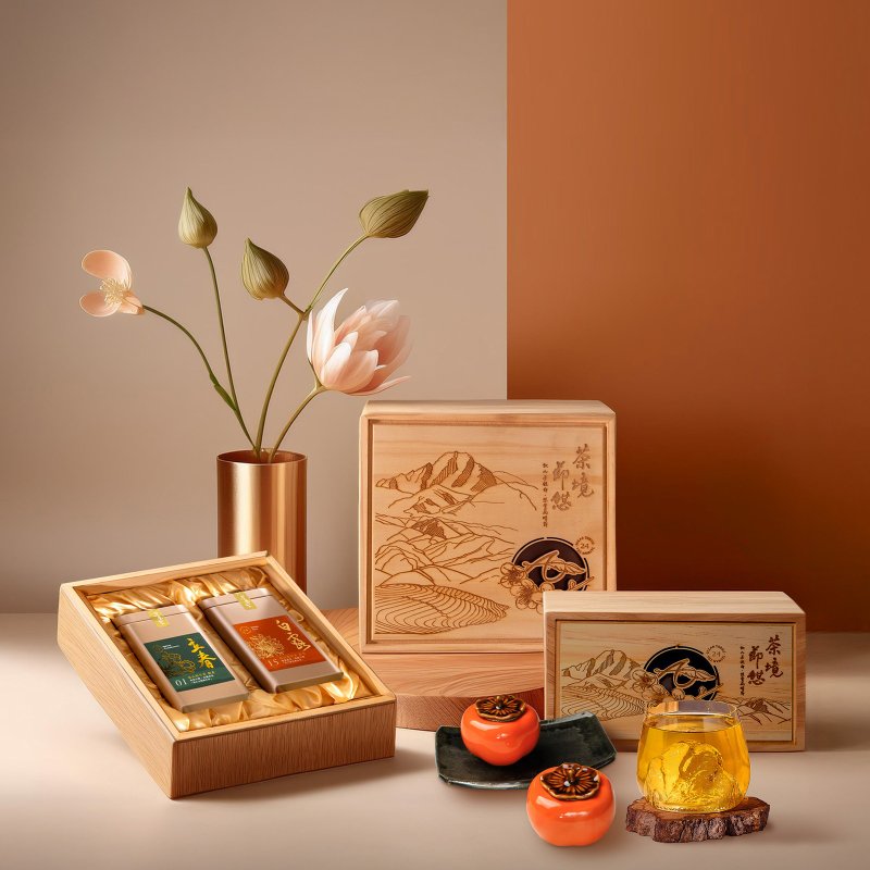 Golden Forest Living Wooden Box New Year Charity Gift Box Municipal Government Royal Mingjia Craft Boutique Tea TCOD Taiwan Winner - Tea - Other Materials 