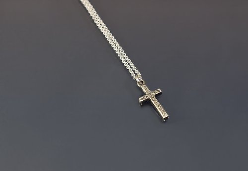 Maple jewelry design 特殊質感系列-小十字架925銀項鍊