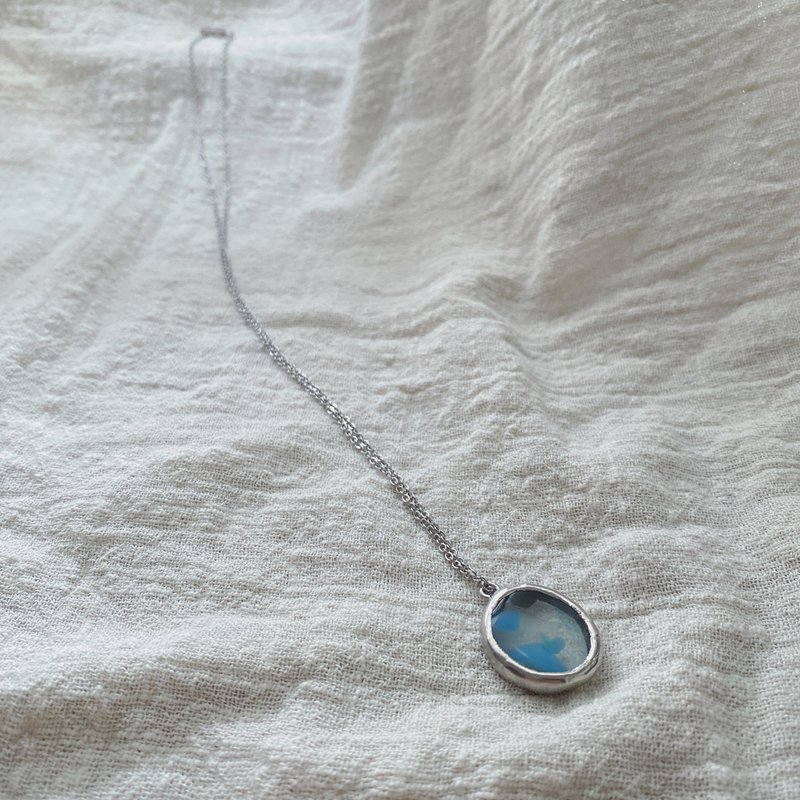 Kiln Fired X Inlaid Glass Necklace - Necklaces - Glass Transparent