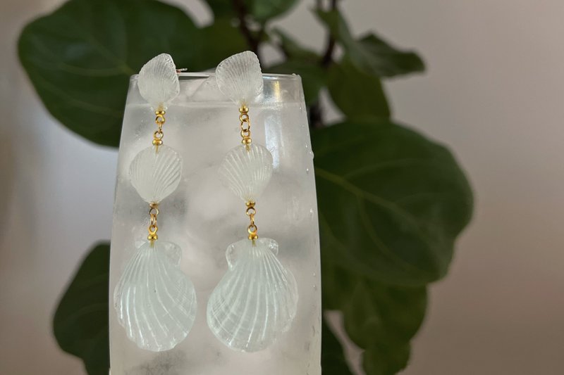 Summer love ice shells earrings - 耳環/耳夾/耳骨夾 - 其他材質 綠色