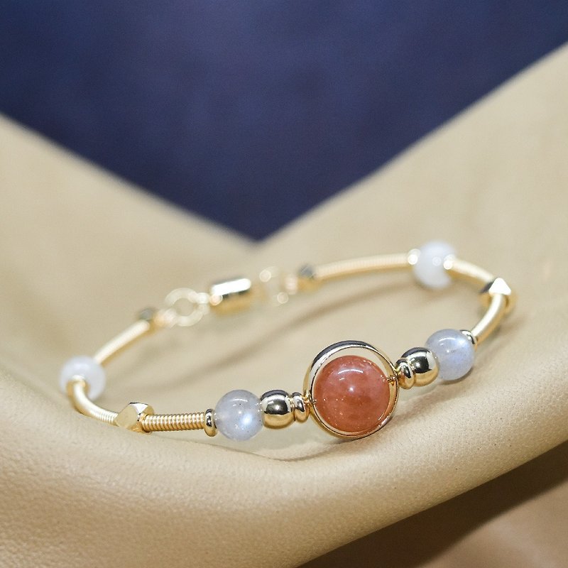 【Arcturus】 Stone/Laborite/ Stone/14K gold-coated bracelet - Bracelets - Crystal Gold